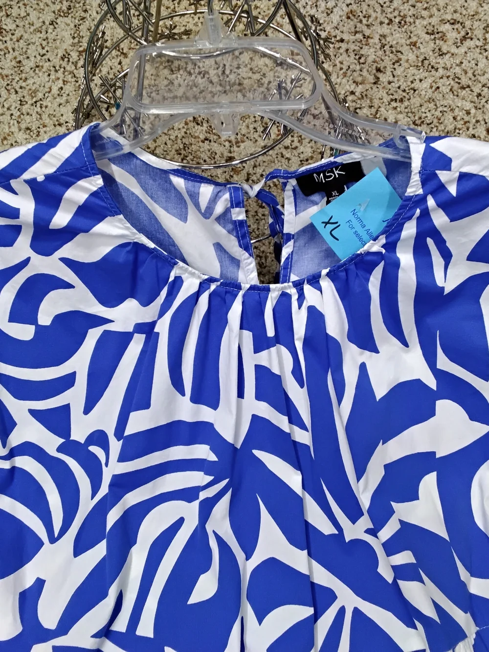 3979 Size XLMSK Blue and White Abstract Pullover Dress - Picture 2 of 5